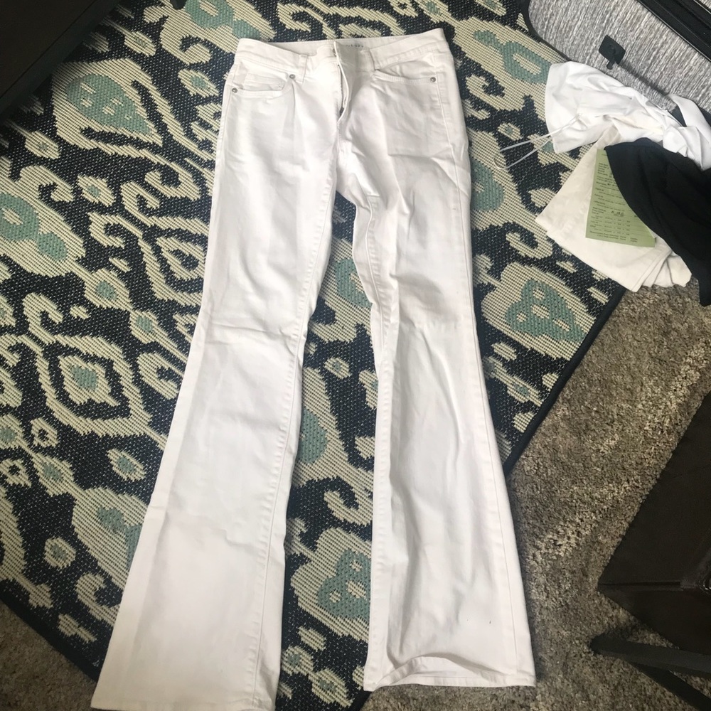 High waisted white flare jeans